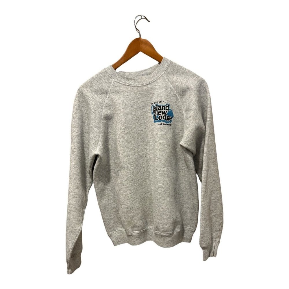 VTG Destination Crewneck Pullover Island View Lodge Rainy Lake Minnesota Size L